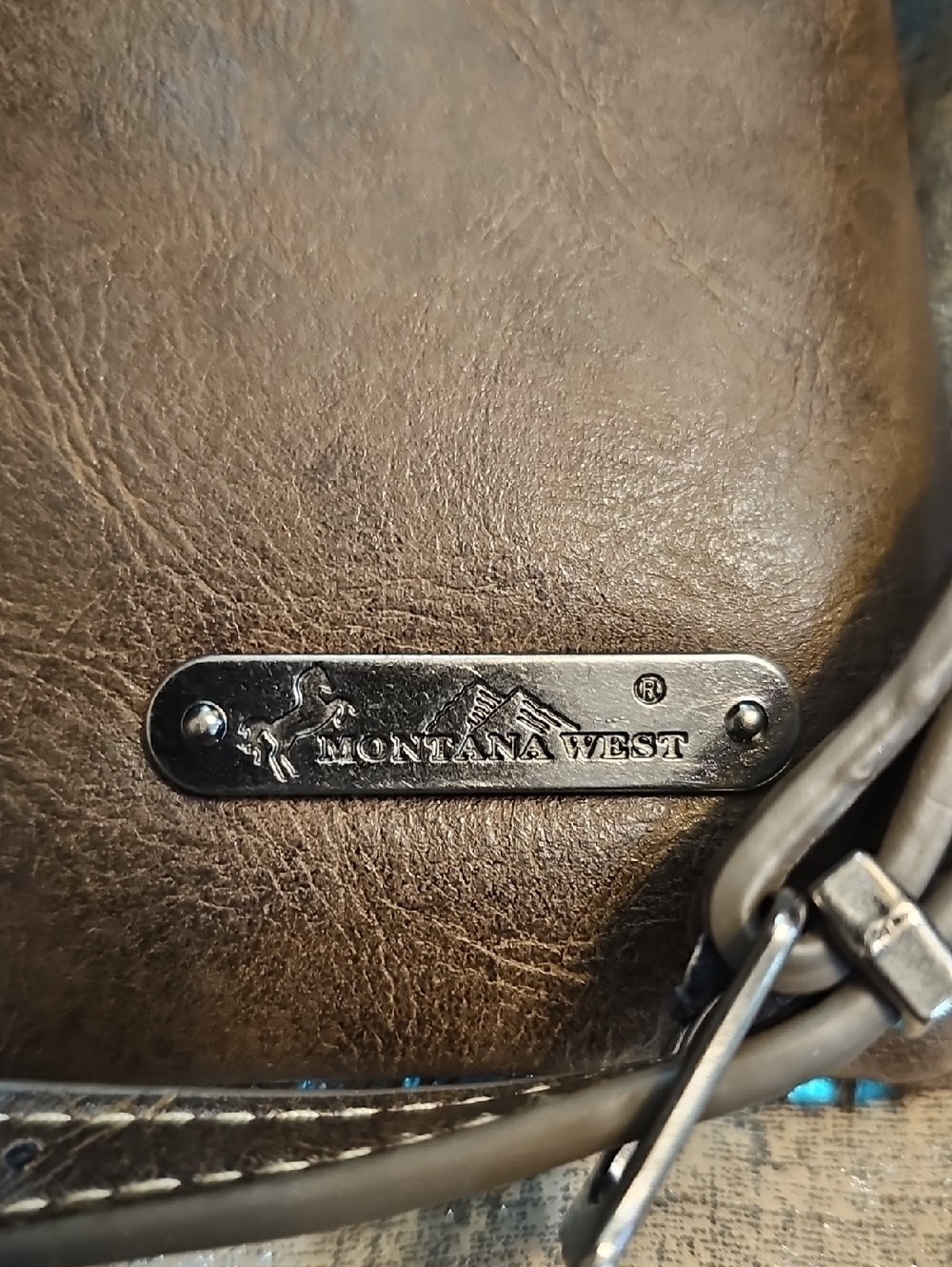 Montana West Turquoise and Brown Crossbody Bag - Picture 4 of 9